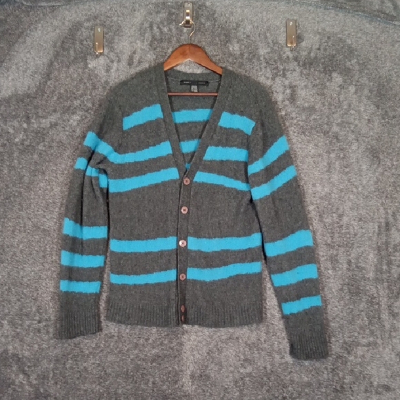 Marc By Marc Jacobs Striped Cardigan Preppy Bowl Lambswool Preppy Sz Xl - Picture 3 of 10